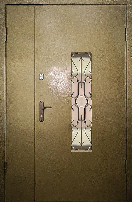 Дверь со сварным узором и окном ЛД-207 для тамбурного помещения