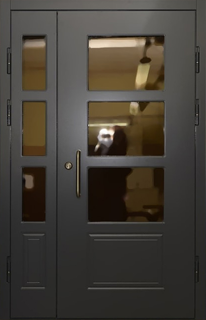 Дверь стальная ЛД-205 в тамбур МДФ и двухкамерный стеклопакет