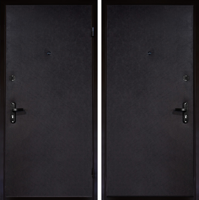 Дверь железная ЛД-245 тёмный дерматин текстурированный