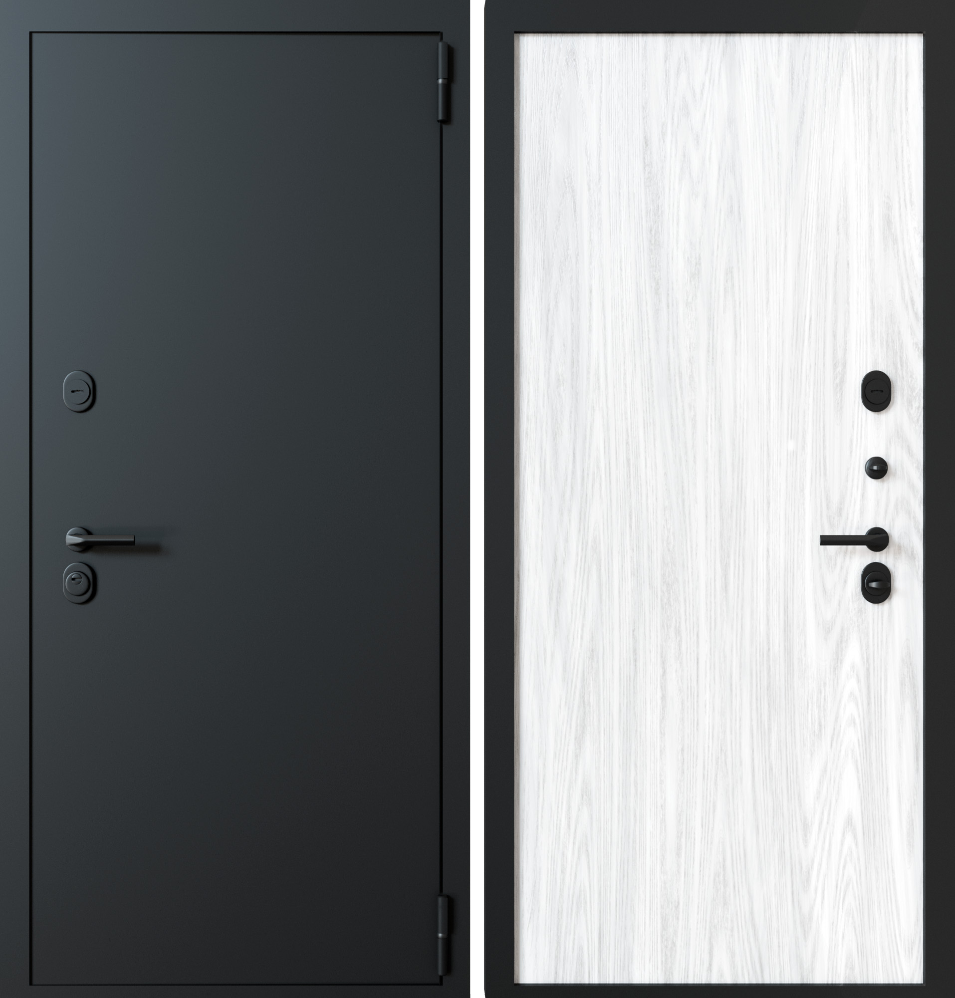 Входная дверь ЛД-1709 для квартиры порошковый окрас и ламинат чёрно-белый